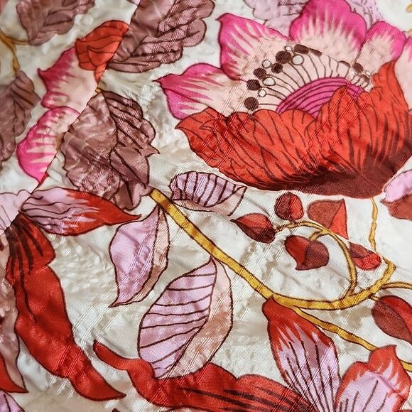 Zara Long Sleeved Floral Tiered Swing Mini Dress, Red Pink Mustard, XS - Picture 10 of 10